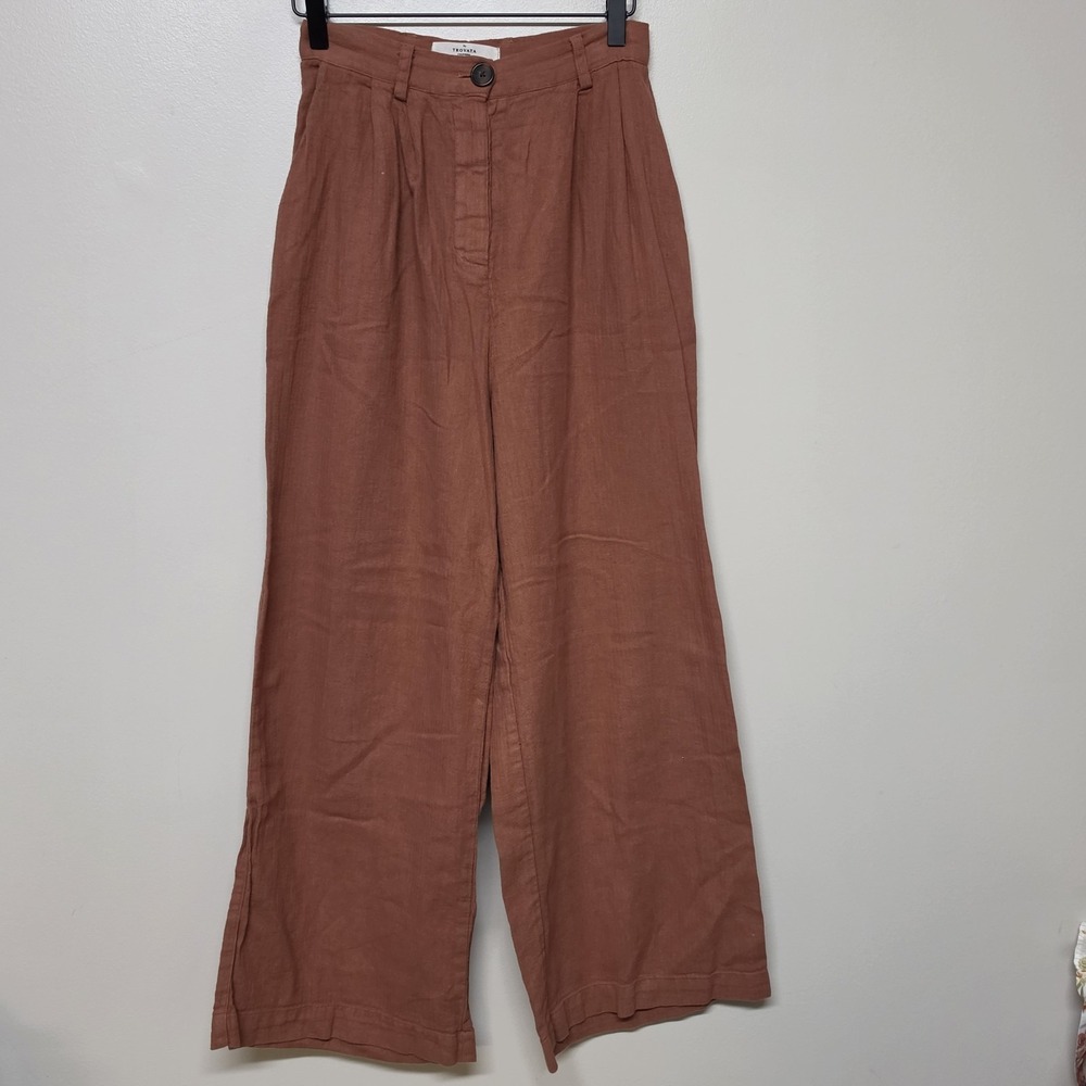 Trovata California Birds of‎ Paradise Tina Pants 4 Womens Gingerbread Wide Leg